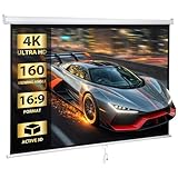 SUPER DEAL 80'' 16:9 HD Projection Screen Foldable Anti-Crease Portable Projector Movie Screen Manual Pull Down for Home Theater Presentation Education Outdoor Indoor Public Display