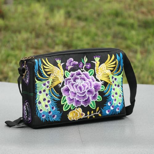 Three Layers Embroidery Bag Square Crossbody Retro Shoulder Bag for Women Suitable for Daily Outing Mother's Day Gift