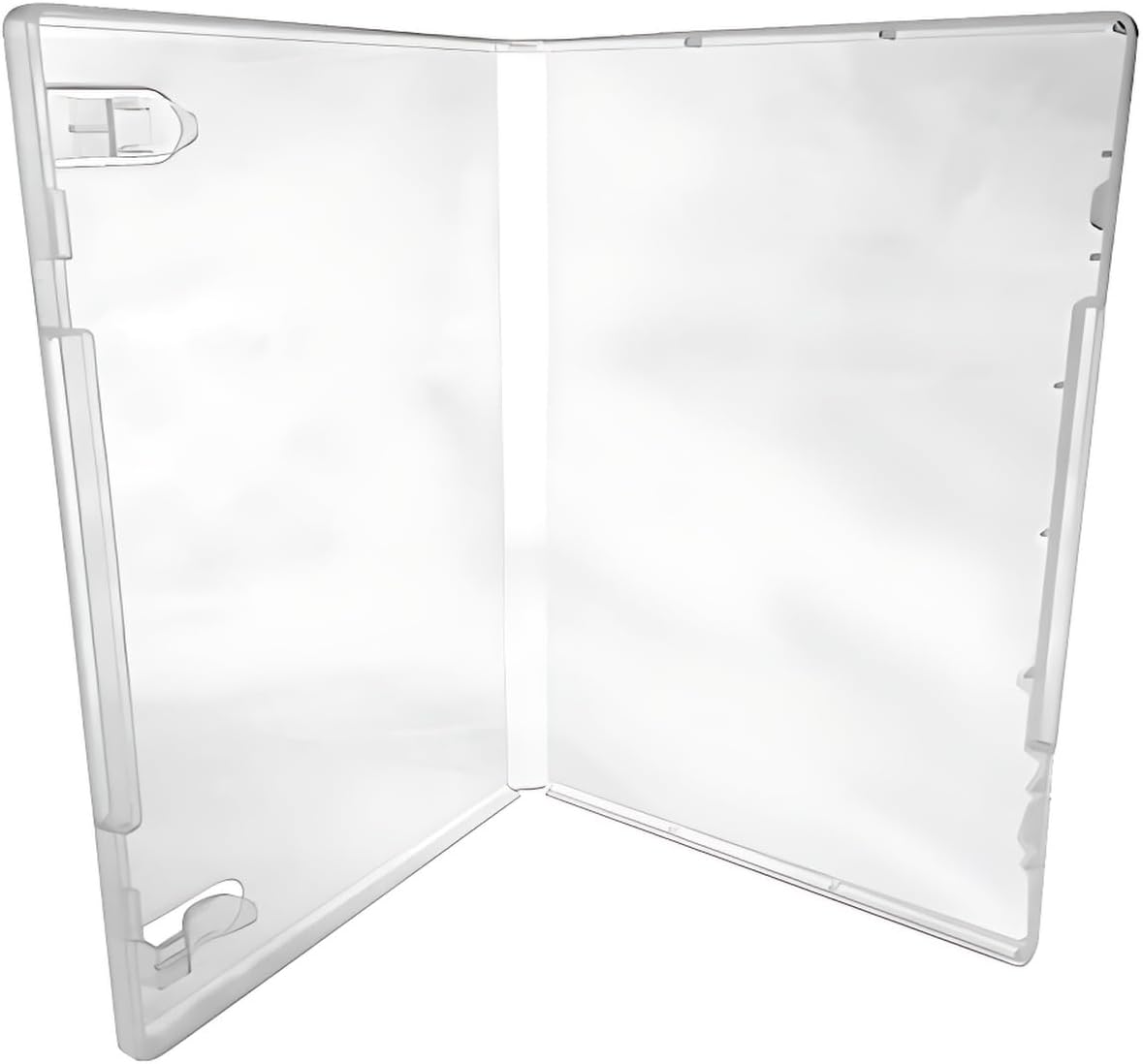 (200) CheckOutStore Cajas de almacenamiento de plástico para sellos de goma con 2 clips para folletos, tamaño de lomo de 12 pulgada (transparente)