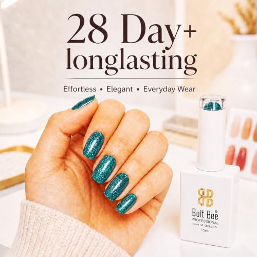 Image of BOLT BEE 15ML Gel Nail Polish 1Pc Clear Pink Glitter Nail Polish Soak Off UV LED Nail Gel Polish Nail Art Starter Manicure Salon DIY at Home, 0.5 OZ (1) (75)