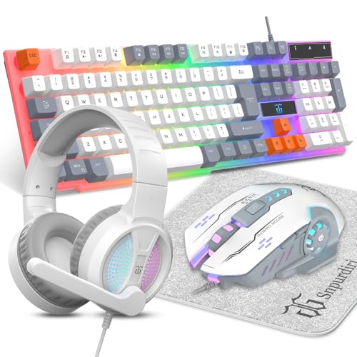 Gaming Keyboard and Mouse, Headphones, Mouse pad, All in One...