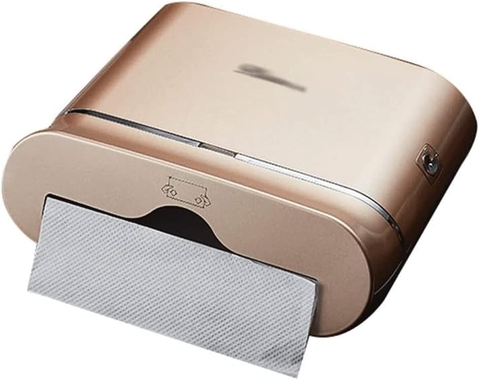 Paper Towel Dispenser Tissue Dispenser Wall Mount Nailless Tissue Holder Waterproof Bathroom Commercial Paper Towel Dispenser Paper Holder High Capacity (Gold)