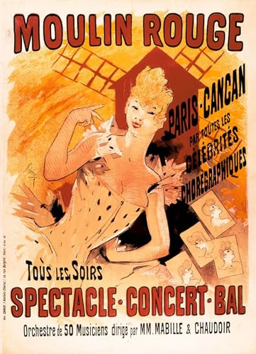 Reproducción de lienzo decorativo de Jules Cheret y cartel de cancan para decoración de interiores