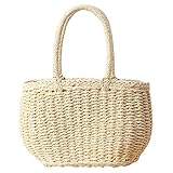 Fashion maker(F&M) カゴバック レディース バスケット ハンドバッグ 可愛い 軽量 手提げ 手提げ 上部巾着 (オフホワイト)