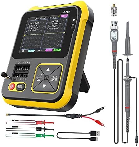Gearwoo DSO-TC2 2-in-1 Oscilloscope Electrical Testing 2.4" TFT Transistor Tester Mini Multimeter Tester Voltage Detector Power Probe Kit Volt Meter DIY Circuit Voltmeter 2-Channel Resistor Relay