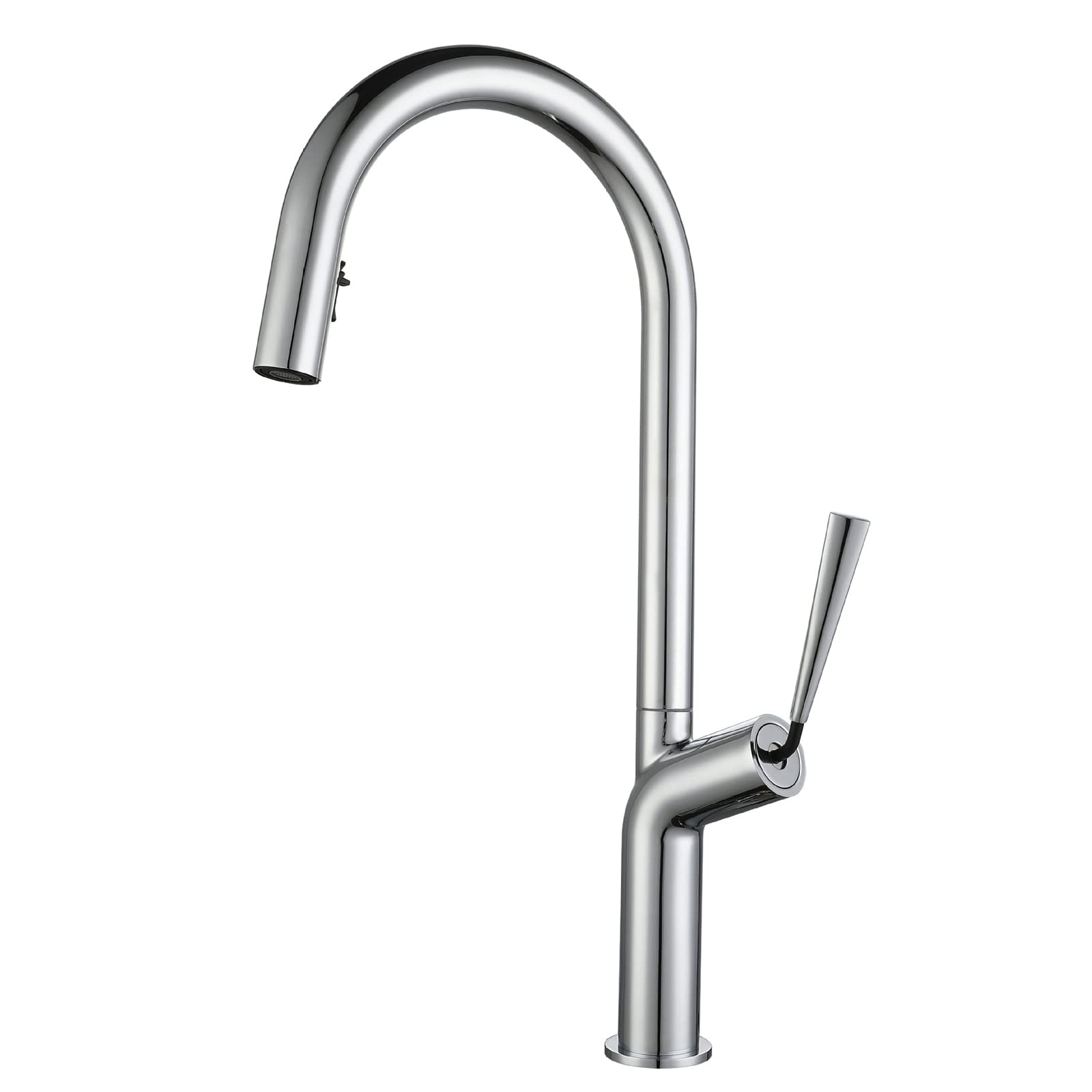 BHFPFZA Modern High Arc Kitchen Faucet with Pull Down Sprayer, Dual Function Single Hole Commercial Sink Tap, Stylish Kitchen Sink Mixer for Home Use