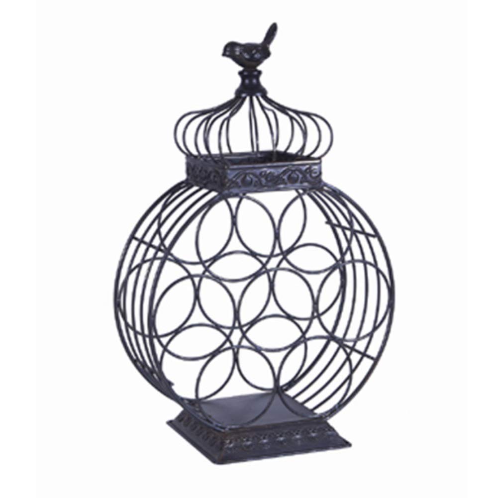 Range-bouteille design cage à oiseaux en métal brut forgé