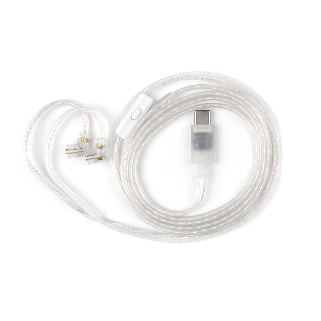 KZ Type-C Upgrade Cable for IEM, In Ear Monitor, 4 Core Oxygen Free Silver-Plated Cable with High Definition Microphone, Built-In DAC Chip in Type-C Nickle Plated Plug & 0.75 2Pin Connector