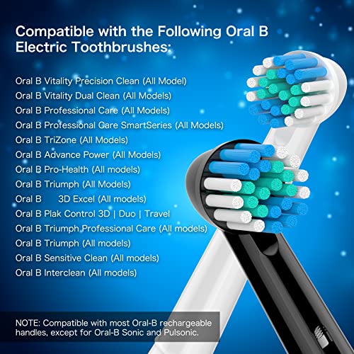 Sulkiwe Testine Compatibile con Oral b Braun Spazzolino elettrico Pro/Advance Power/Smart/Vitality/Genius Series, Precision Testine di Ricambio Adatto per Oral-B, 16 Pezzi (Bianco)