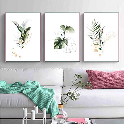 Art mural feuilles de plantes pour salon chic | Tableau nordique 50x70cm