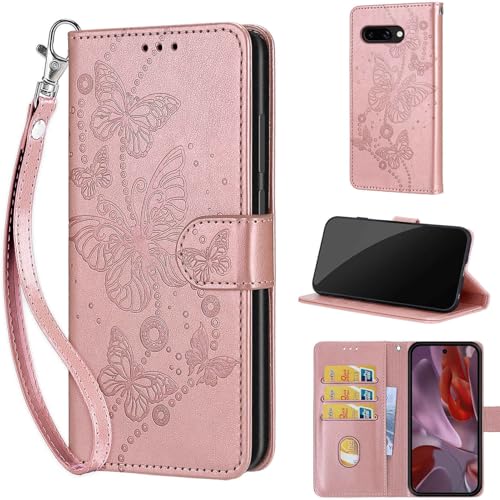 Étui portefeuille pour Google Pixel 9a KHUS24113008 en cuir noir avec porte-carte