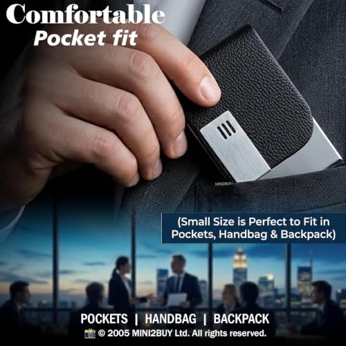 Image of Mini2buy Customized Name Engraved Card Holder Wallet Credit, Debit, ATM, and Business Visiting Card Premium Stainless Steel, Ideal for Giftting (Black-Customized)