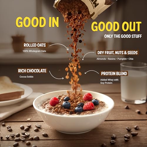 Image of MuscleBlaze High Protein Oats (Blue Tokai Cafe Mocha, 1kg) | 26g Protein | Breakfast Cereals for Weight Management