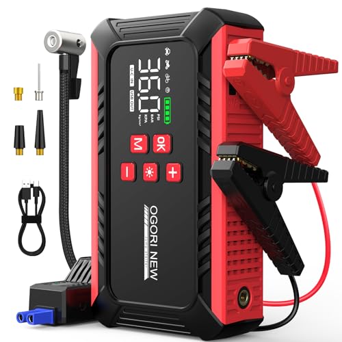 7000A Jump Starter with Air Compressor 21800mAh Car Battery Jump Starter (All Gas/16.0L Diesel) with 150PSI Auto-Shutoff Tire Inflator 12V Portable Jump Box with Booster Jumper Cables