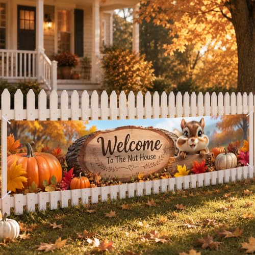 Image of Nuxovilar Happy Fall Banner,78.7 inchx17.7 inch Polyester