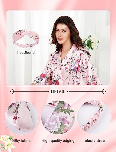 EPLAZA Women Floral Satin Robe Bridal Dressing Gown Wedding Bride Bridesmaid Kimono Sleepwear4