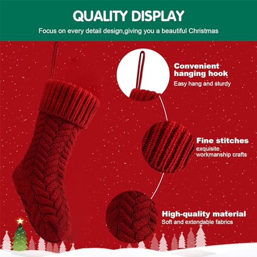 image for Fesciory 18 Inches Christmas Stockings Bulk, 1 Pack Large Size Cable K