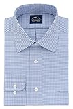 Eagle Men's Dress Shirt Non Iron Stretch Collar Regular Fit Check, Royal Blue, 14.5' Neck 32'-33' Sleeve