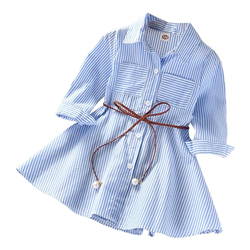 Kids Toddler Baby Girl Half/Long Sleeve Fashion Tunic Shirt Dress with Belt for Girl 1 to 5T