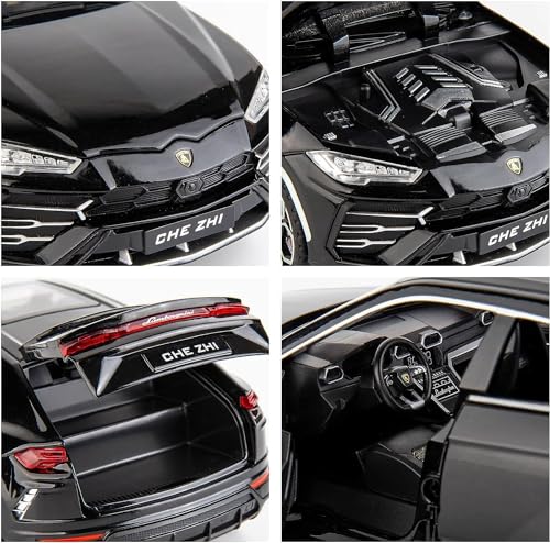 Image of Invite Enterprise Exclusive Alloy Metal Pull Back Die-cast Car 1:24 Big Lamborgini Urus Diecast Metal Pullback Toy car with Openable Doors, Light Music Boys Gifts Toys for Kids(1:24 Urus - Black)