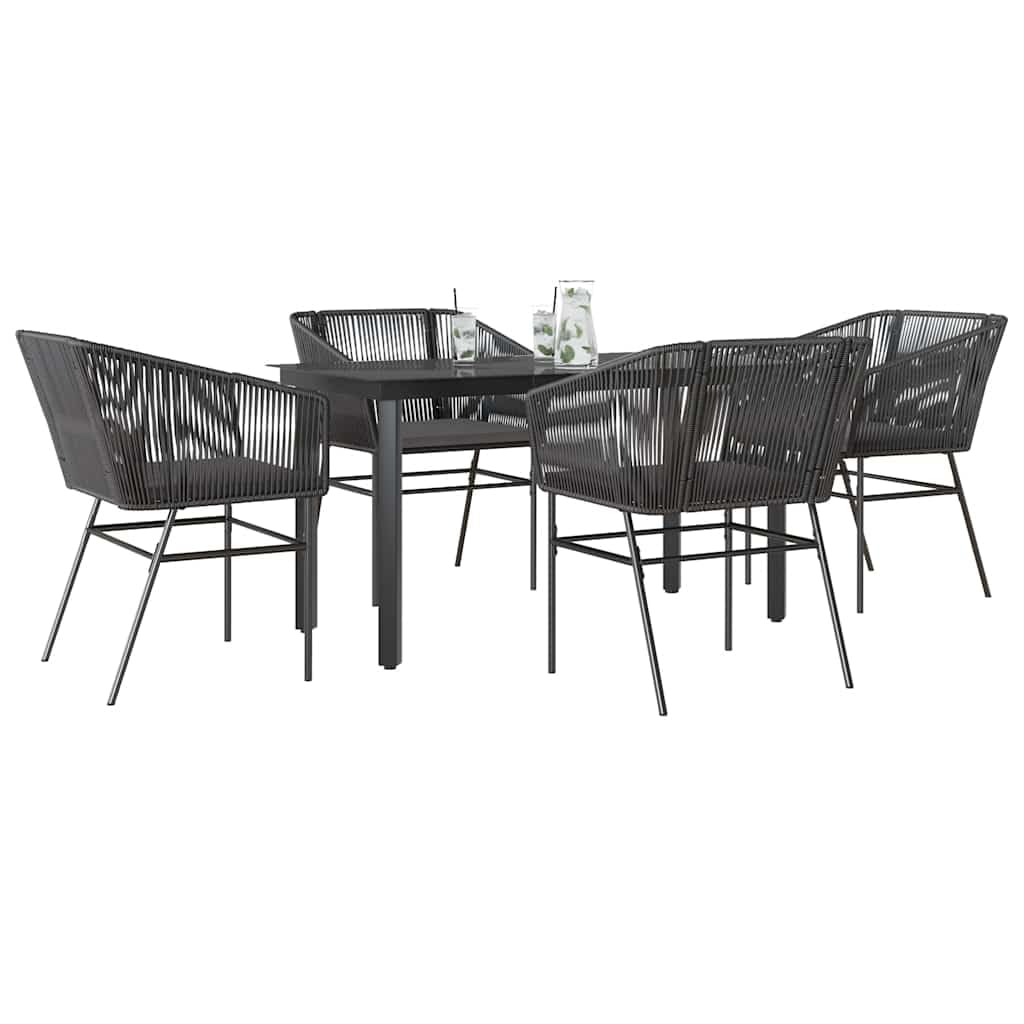 Polirattan z poduszkami do ogrodu i patio model zestaw czarny 140x70x74 cm