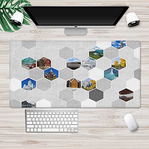 Tapis de souris gaming XXL au design hexagone 3D pour un confort de bureau supérieur