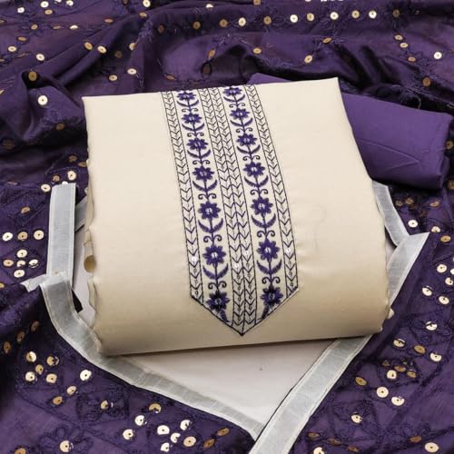 Image of HMP Fashion Womens Bombay Cotton Embroidery Tie Cotton Unstitch dress Material With Chanderi lace bordered Dupatta