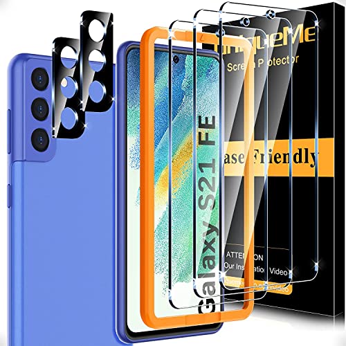 Uniqueme [3+2 Pack] For Samsung Galaxy S21 Fe 5G Screen Protector, [Harder Than Natural Sapphire] Tempered Glass And Camera Lens Protector Easy Installation Scratch Resistance Hd Clear Screen Cover #TOP11