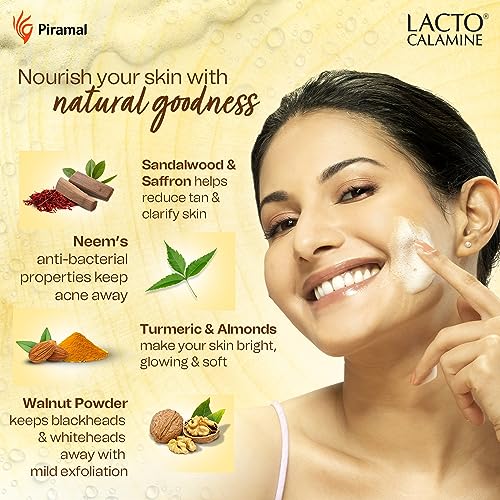 Lacto Calamine Ubtan Face Wash for Glowing Skin | Natural Face Wash with Sandalwood, Saffron, Neem, Almond & Turmeric | Exfoliating Facewash reduces Tan | Sulphate, Paraben Free... - Image 6