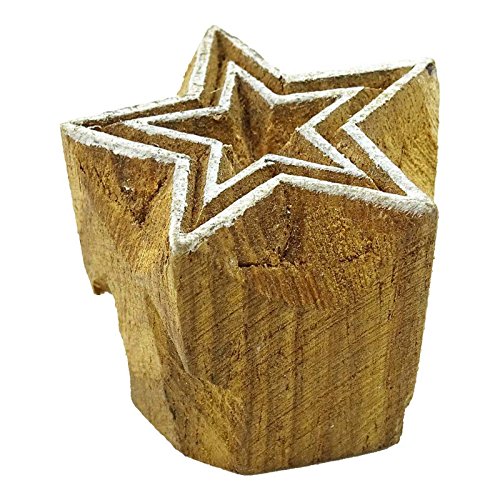 Knitwit Star Indian Wood Block Art Handcarved Printing Block Textile Stamp #TOP2