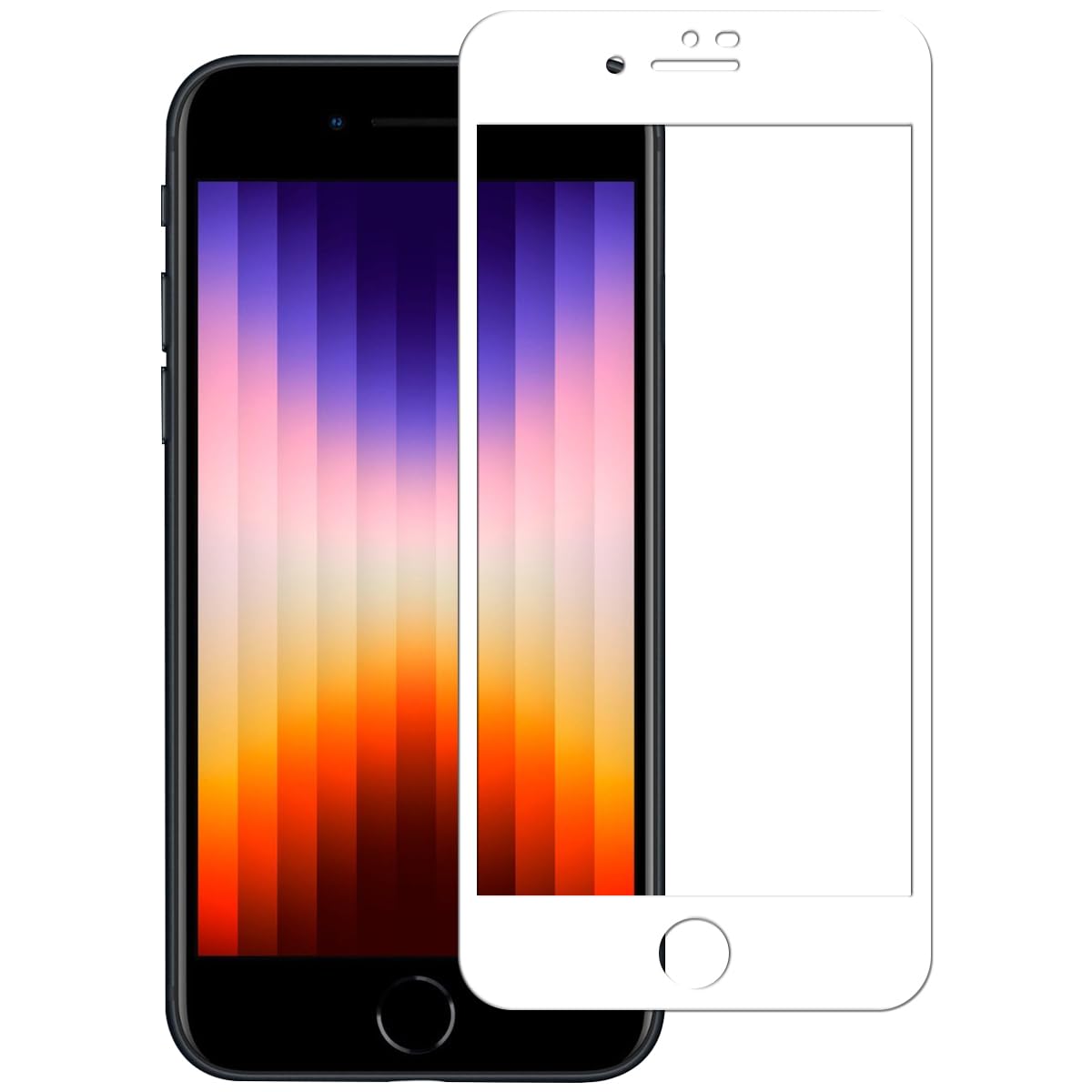 iPhone SE2/3 用のフィルム【1枚入り】iphone8/7 ガラスフィルム アイホンse 用の保護フィルム IPhone se3 / se2 / iPhone8 / 7 強化 ガラスフィルム【全面保護】 厚さ0.33㎜ 硬度9H 気泡ゼロ ガラス 飛散防止 指紋防止 高 精細 表裏面保護 耐衝撃 互換性厚いプレミアム強化ガラススクリーンプロテクターLCD保護 【ホワイト】