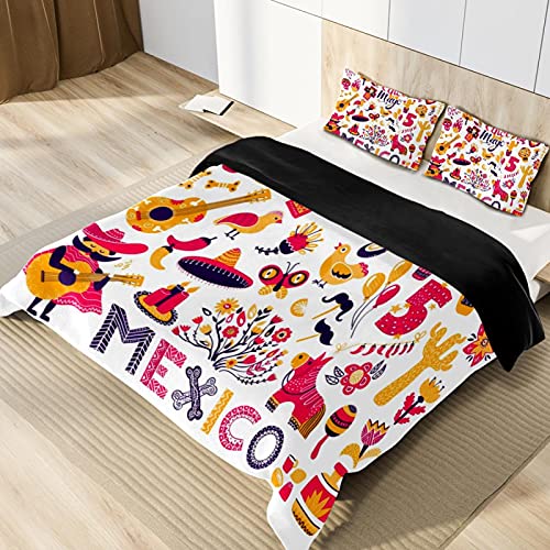 Duvet Covers Set Twin Size Mexican Cinco De Mayo - Soft And Breathable Microfiber Comforter Bedding Set With Zipper Closure For Kids Women Men, 1 Duvet Cover 2 Pillowcase #TOP1