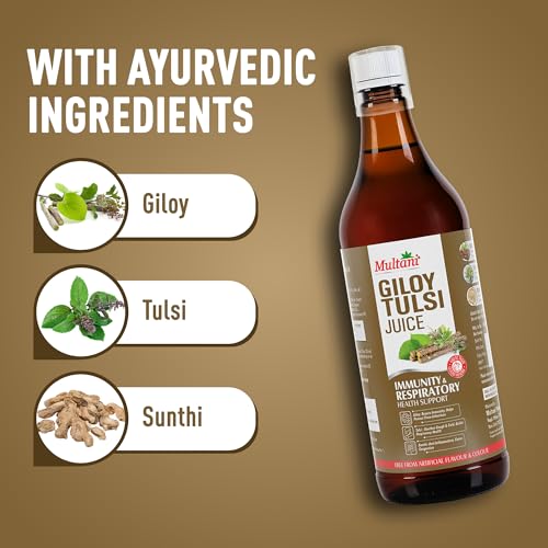 Image of Multani Giloy Tulsi Ayurvedic Juice 1L | For Immunity Booster | Supports Respiratory Health & Digestion | With Ayurvedic Ingredients Giloy, Tulsi & Sunthi | No Artificial Flavour & Colour