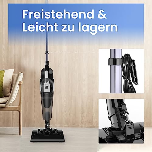 Hihhy Staubsauger, 600w 18Kpa Starke Saugleistung Staubsauger Beutellos, 4-in-1 Staubsauger mit Kable und Handstaubsauger Leicht, Stielstaubsauger für Tierhaare, Hartböden – Bild 6