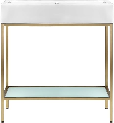 Swiss Madison Pierre 32 Individual, independiente, estante abierto, marco de metal dorado tocador de baño