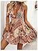 Floerns Women's Paisley Halter Dress Deep V Neck Tie Backless Ruffle Hem Beach Short Dresses Khaki Multi Medium