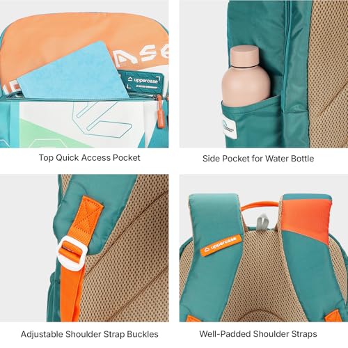 Image of uppercase Campus School Backpack | Well-Padded, Double Compartment with File Sleeve, Organizers, Side Bottle Pocket | For Boys & Girls | 500 Days Warranty