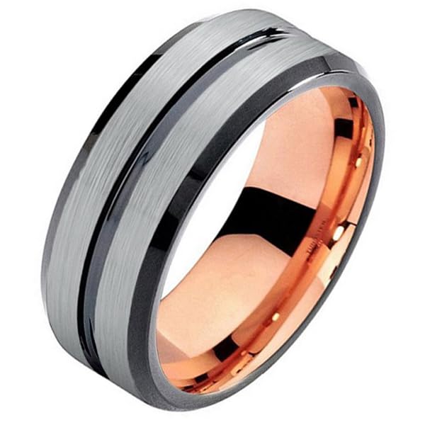 Bague tungstène homme anti-rayures 8mm or rose Mendes