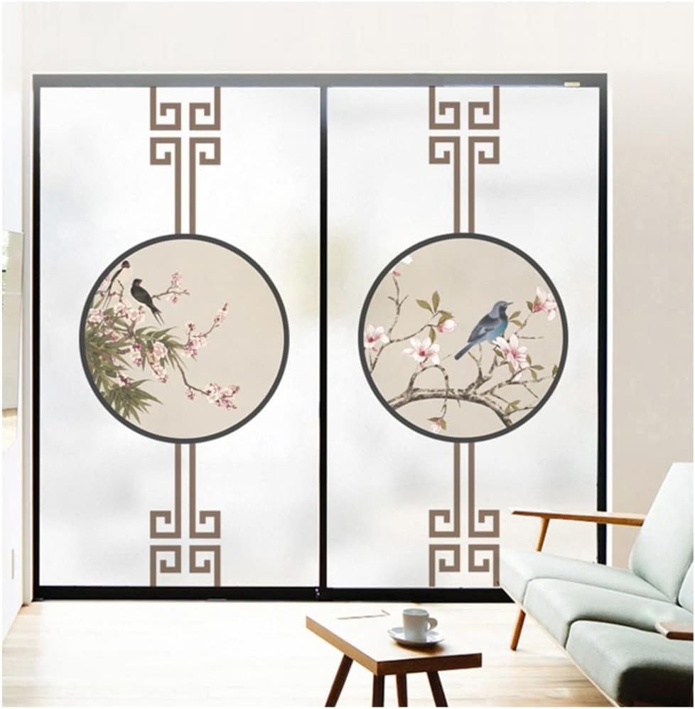 Window Privacy Film Window Film Window Privacy Film Landscape Painting Glass Sticker Bathroom Anti-Light Sticker Bathroom Frosted Window Glass Film Blackout Window Film Window Films(A,70 * 120 cm)