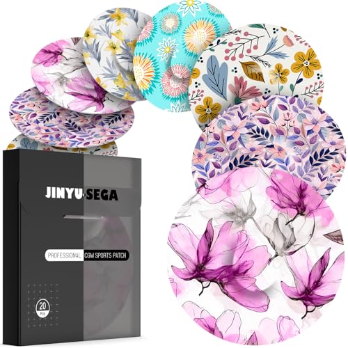 Adhesive Patches for Dexcom G7 Waterproof & High Viscosity -20 Pack, Sweatproof Materials, Dexcom G7 Overpatches, Suitable for Sports (Floral, G7)
