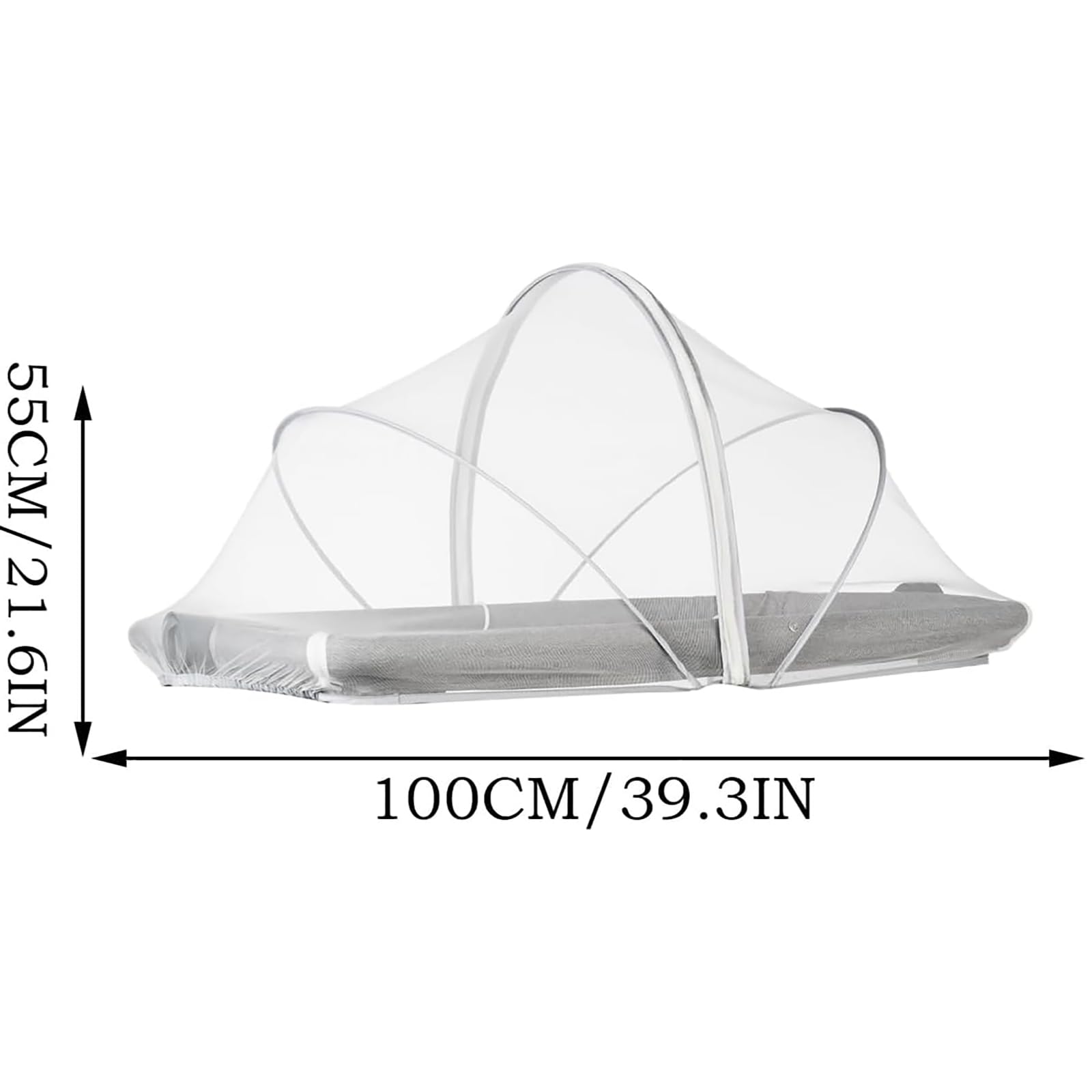 PZCC Moustiquaire Poussette, Moustiquaire Berceau Bebe, Moustiquaire Pliable pour BéBé, Respirant Protection Anti-Insectes, avec Fermeture Éclair, pour Berceau, Cododo, Voyage (Blanc, 55X100 cm)