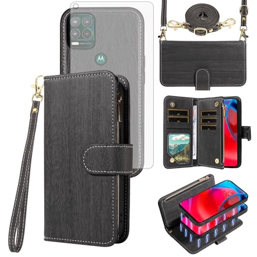 Housse Moto G Stylus 5G 2021 anti-rayure avec verre trempé et rangement