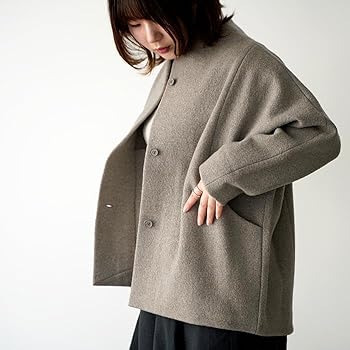 Amazon | [エヴァムエヴァ] press wool short coat プレスウール
