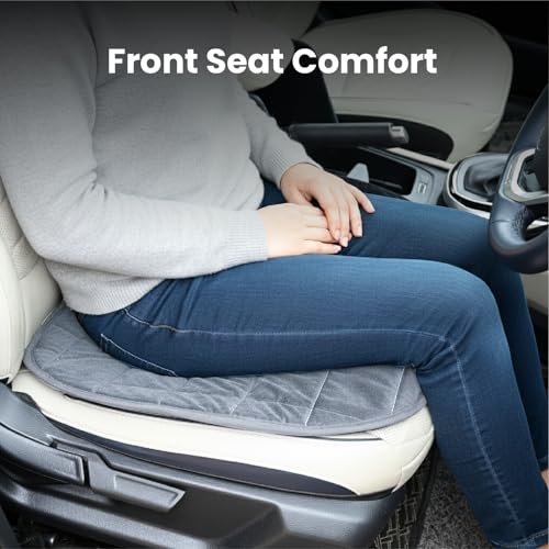 Image of MY ARMOR Seat Cover Car Set | Ultra-Soft HR Quilted Cushion | Non-Slip Grip & Storage Pouch | Universal Fit Protector | Rear Seat 50x20 & Front Section 20x20 Inches | Grey Velvet