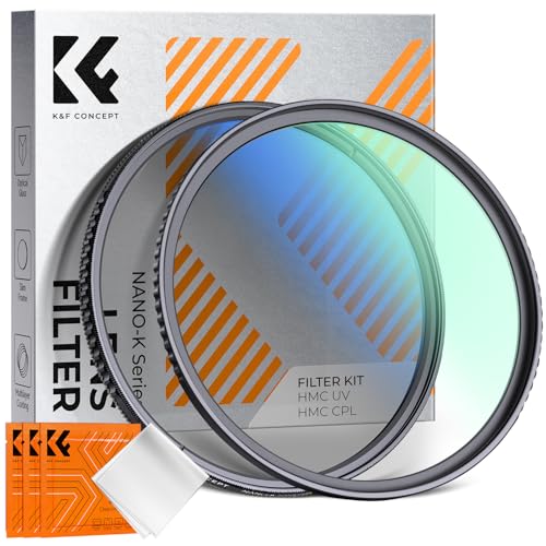 K&F CONCEPT Filterset 55mm Polfilter（ CPL）+ UV Filter, Zirkularer Polarisationsfilter & Schutzfilter (Nano Klear-Serie)
