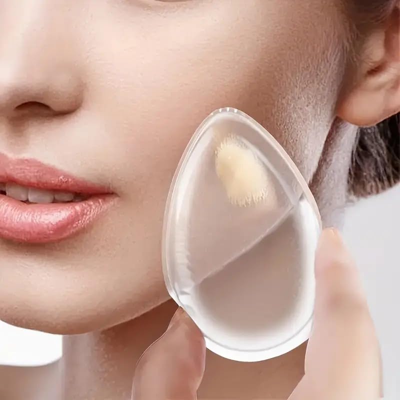 Image of Silicone Makeup Sponge, Washable Transparent Gel Foundation Makeup Puff, Silicone Blender Make Up Sponge Applicator for Liquid Primer Foundation Cream Contour Concealer Sponge Cosmetic Puffs, 3 Pack