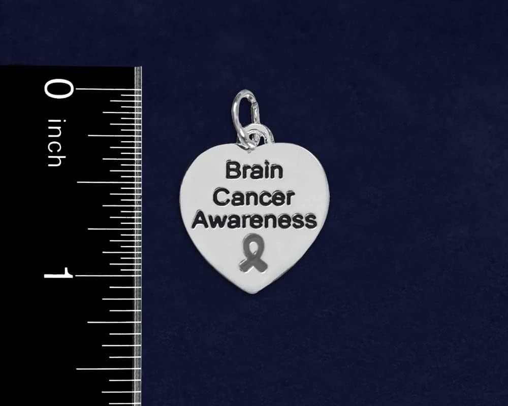 Gray Ribbon Hanging Charm for Brain Cancer, Asthma and Diabetes Awareness - Perfect for Bracelets, Purses, Zipper Pull, Dog & Cat’s Collar, Support Groups, Fundraisers and More!