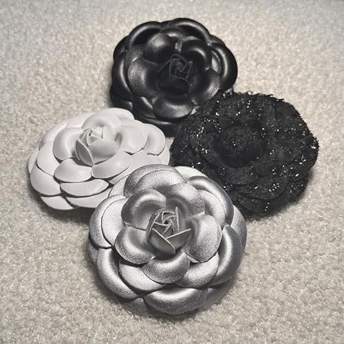 Image of Vintage Style Elegant Camellia Fabric Flower Brooch Pin Scarf Bridal Dress Wedding Accessories Jewelry Gift