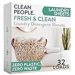Clean People Laundry Detergent Sheets - Recyclable Packaging, Hypoallergenic, Stain Fighting - Ultra Concentrated, Laundry Soap - Fresh Scent, 32 Pack