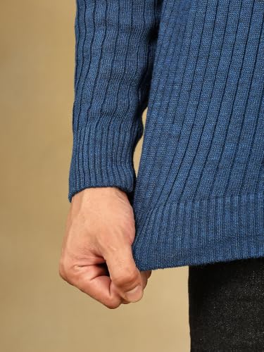 Image of Kvetoo Men High Neck Zipper Full Sleeve Woolen Winter Sweater